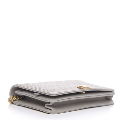Chanel Caviar Quilted Boy Wallet On Chain WOC Grey 4 of 13