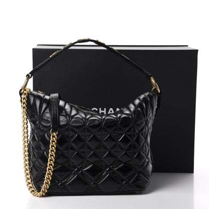 Chanel Glazed Calfskin Quilted State Of The Art Hobo Black 12 of 12