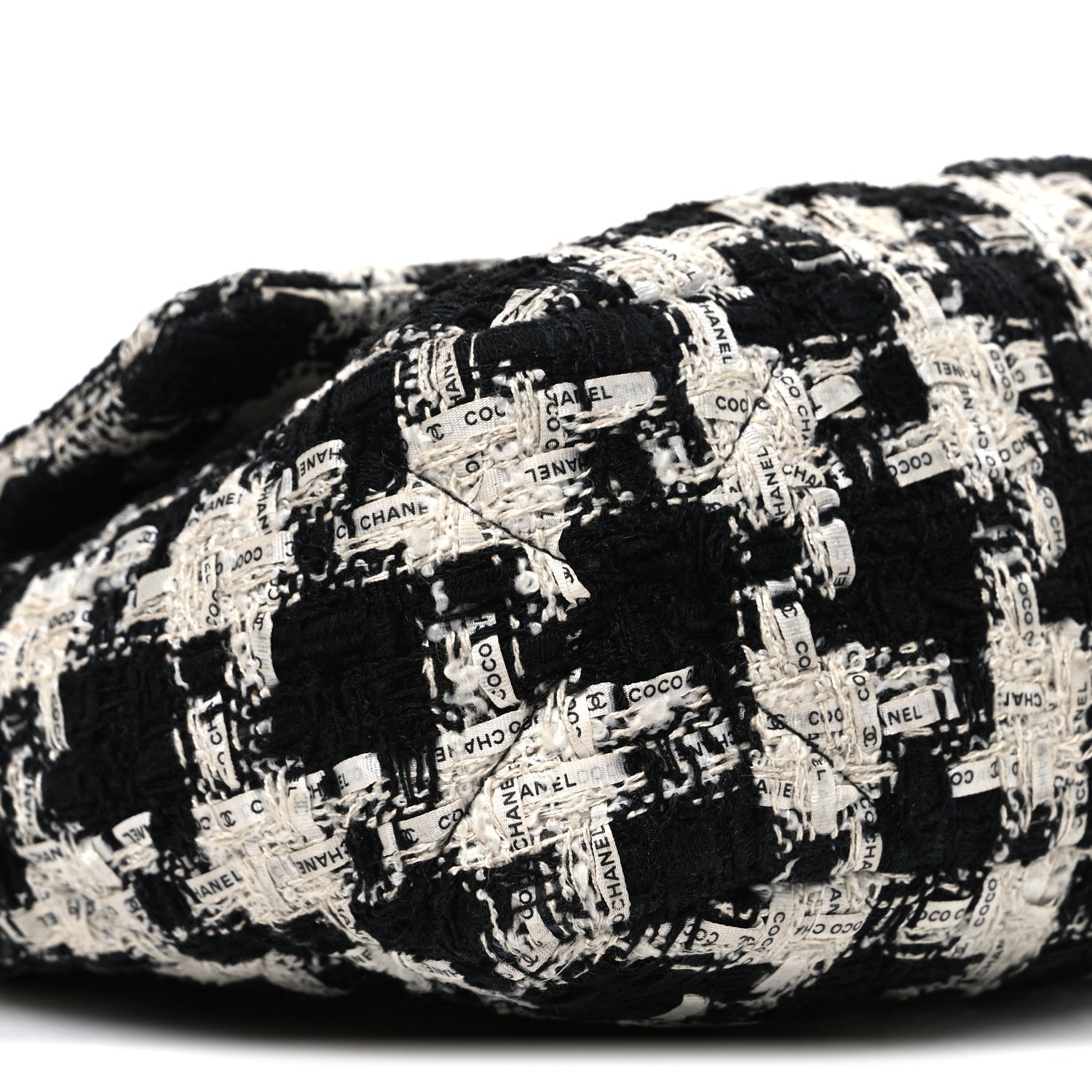 Chanel Tweed Quilted Medium Chanel 19 Flap Black Ecru White 9 of 10