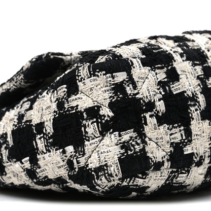 Chanel Tweed Quilted Medium Chanel 19 Flap Black Ecru White 9 of 10