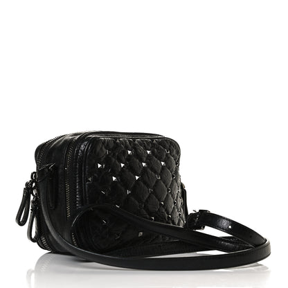 Valentino Garavani Craquele Nappa Rockstud Spike Double Zip Camera Crossbody Bag Black 2 of 12