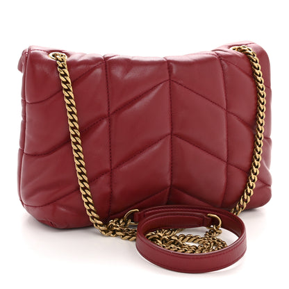 Saint Laurent Lambskin Quilted Toy Loulou Puffer Monogram Chain Satchel Red 3 of 15