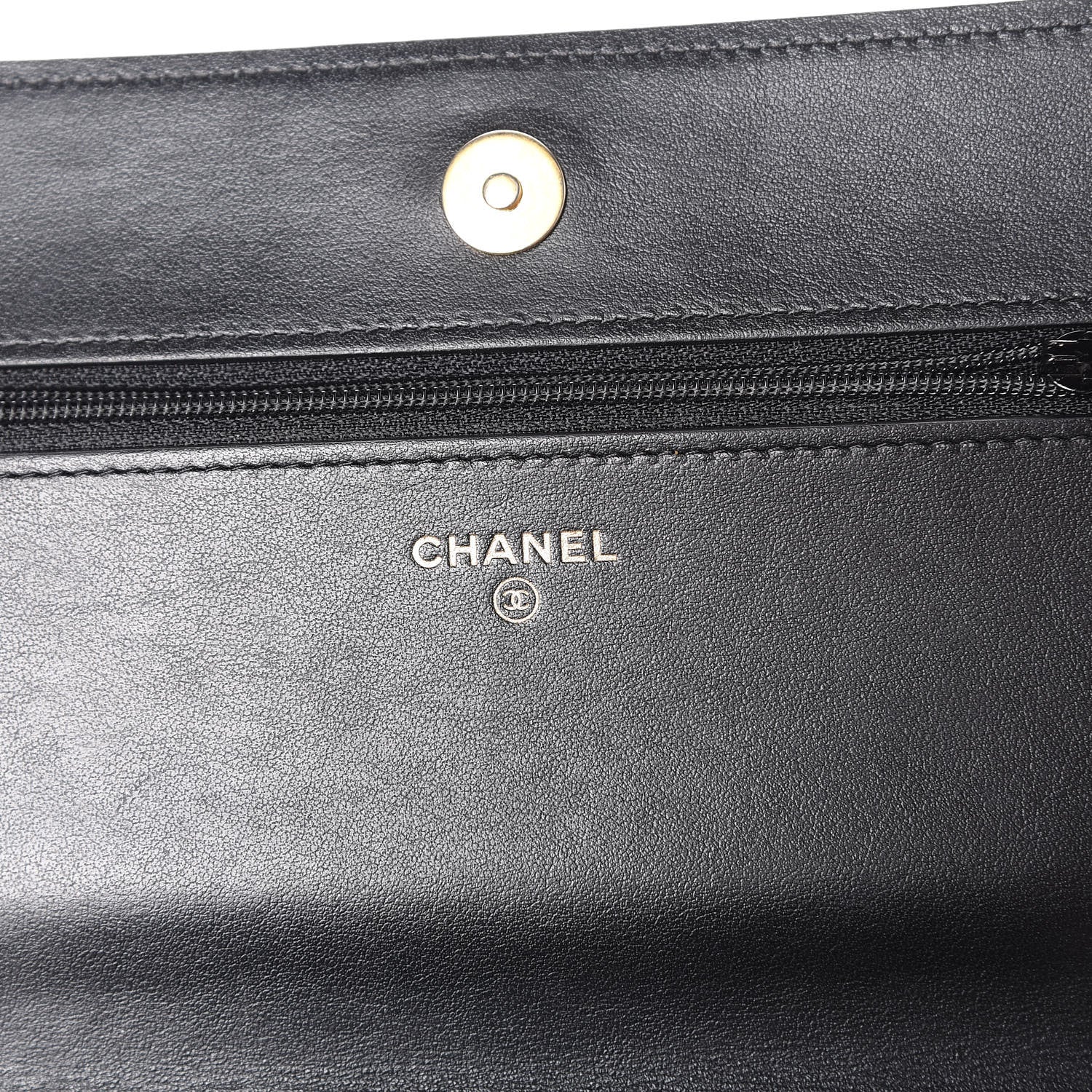 Chanel Caviar Chevron Quilted Boy Wallet On Chain WOC Black 9 of 12