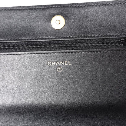 Chanel Caviar Chevron Quilted Boy Wallet On Chain WOC Black 9 of 12