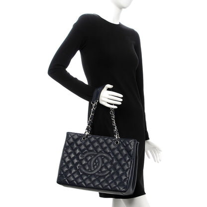 Chanel Caviar Quilted Grand Shopping Tote GST Navy Blue 2 of 11