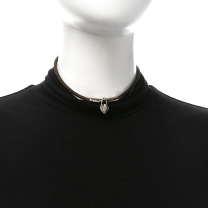Hermes Natural Bridle Annee De La Fantaisie Heart Cadena Lock Necklace Black 2 of 6