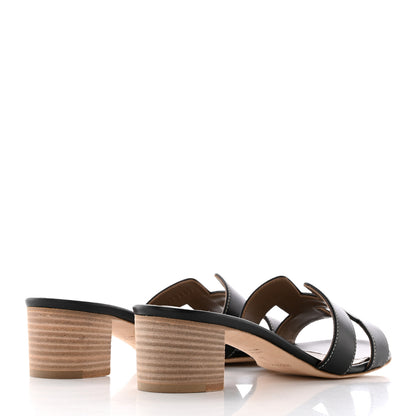 Hermes Calfskin Oasis Sandals 38 Black 4 of 16