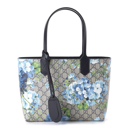 Gucci GG Supreme Monogram Blooms Small Reversible Tote Beige Blue Navy 1 of 16