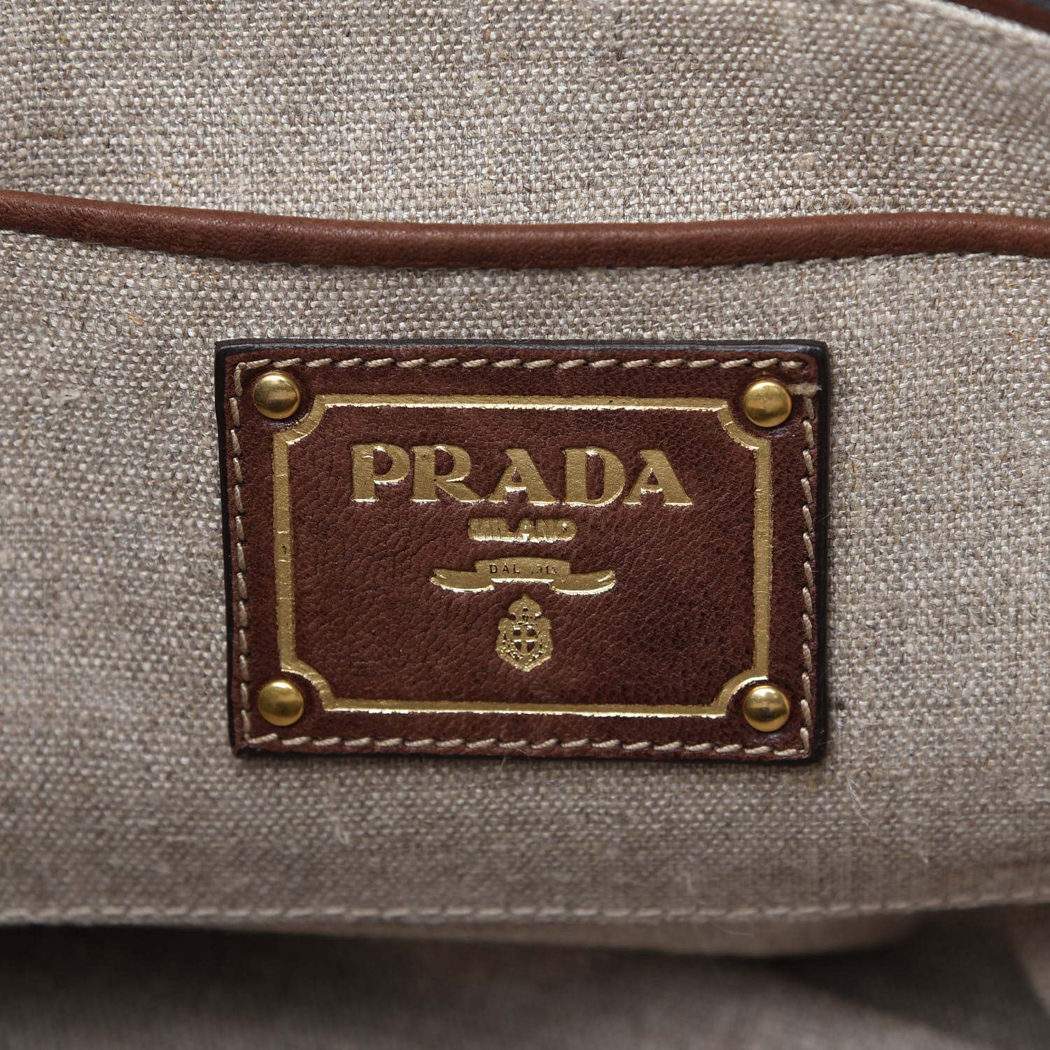 Prada Denim Logo Tote Militare 8 of 10