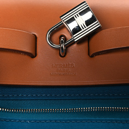 Hermes Toile Officier Vache Hunter Herbag Zip PM 31 Bleu Izmir Fauve 7 of 10