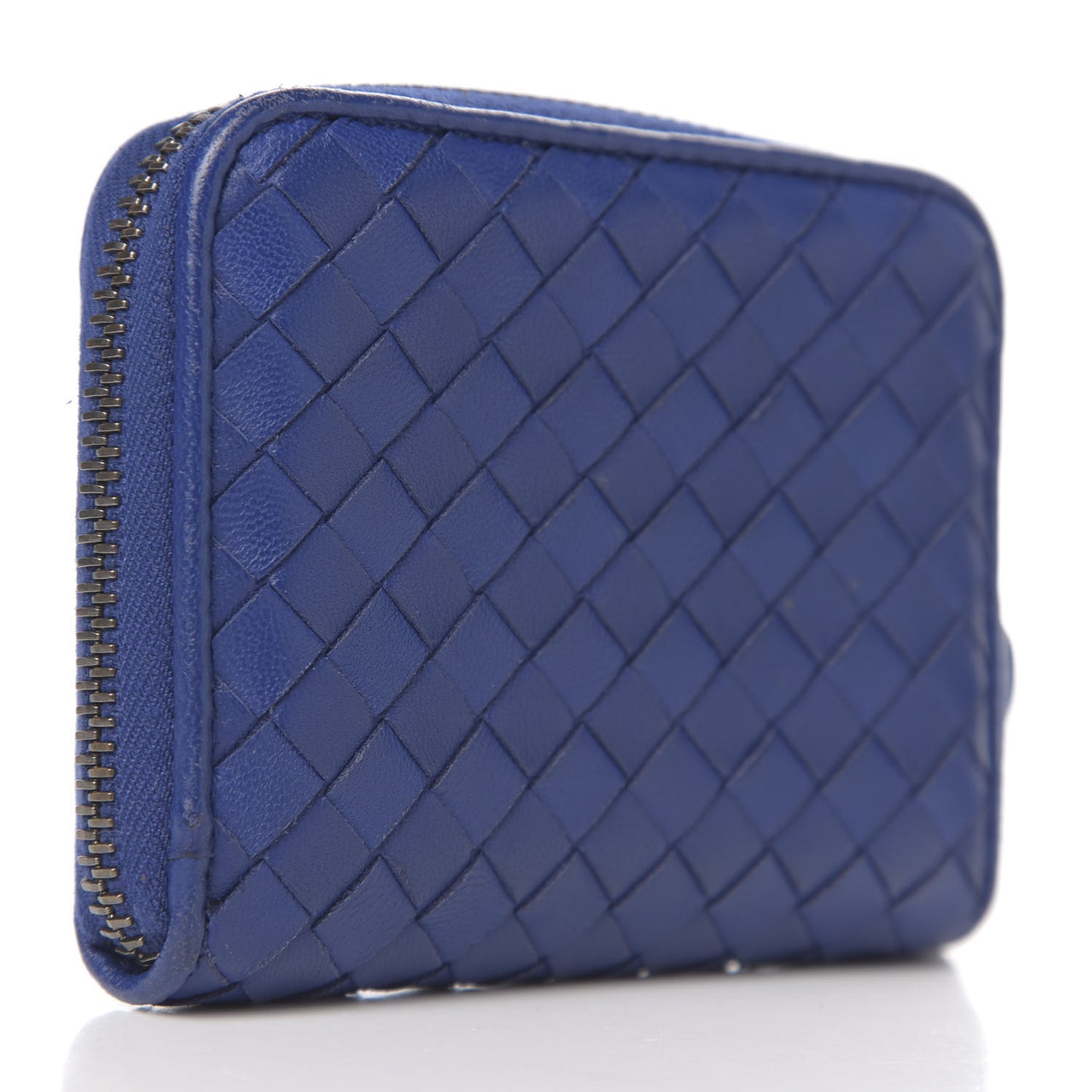 Nappa Intrecciato Zip Around Coin Purse Cobalt