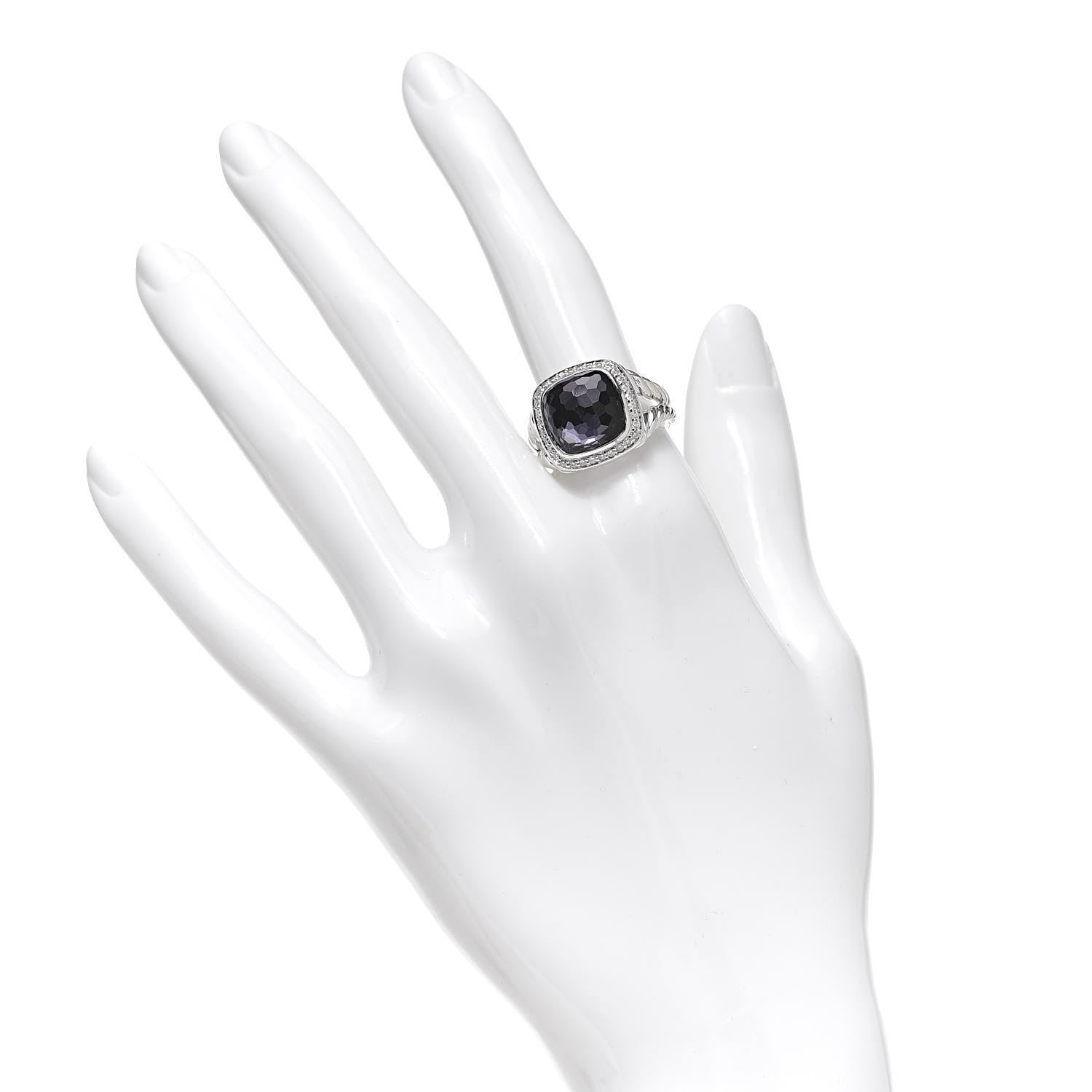 David Yurman Sterling Silver Diamond Black Orchid 11mm Albion Ring 54 6.75 2 of 5