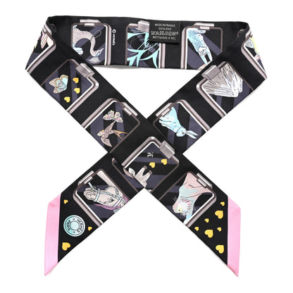 Hermes Silk Story Twilly Black Rose Gris 2 of 6