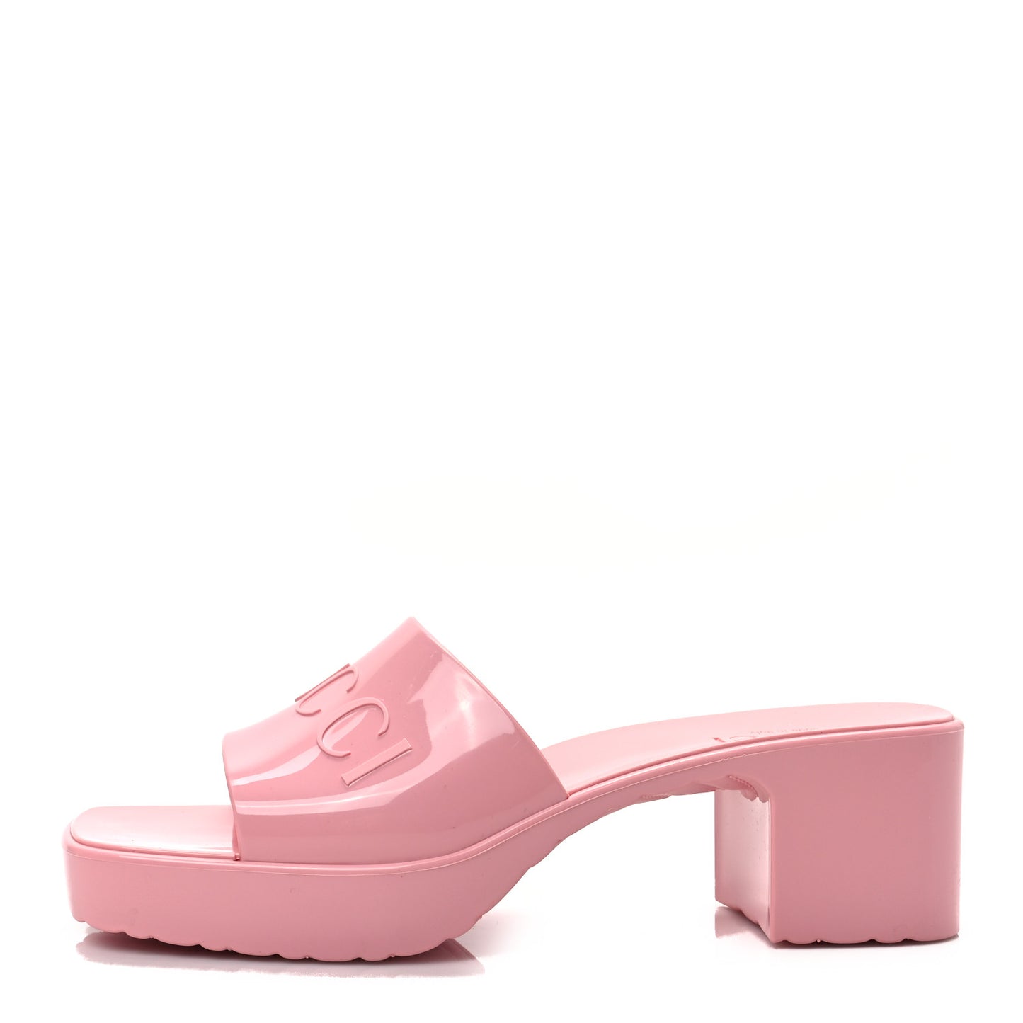 Rubber Gucci Logo Womens Platform 20/60mm Slide Sandals 36 Wild Rose