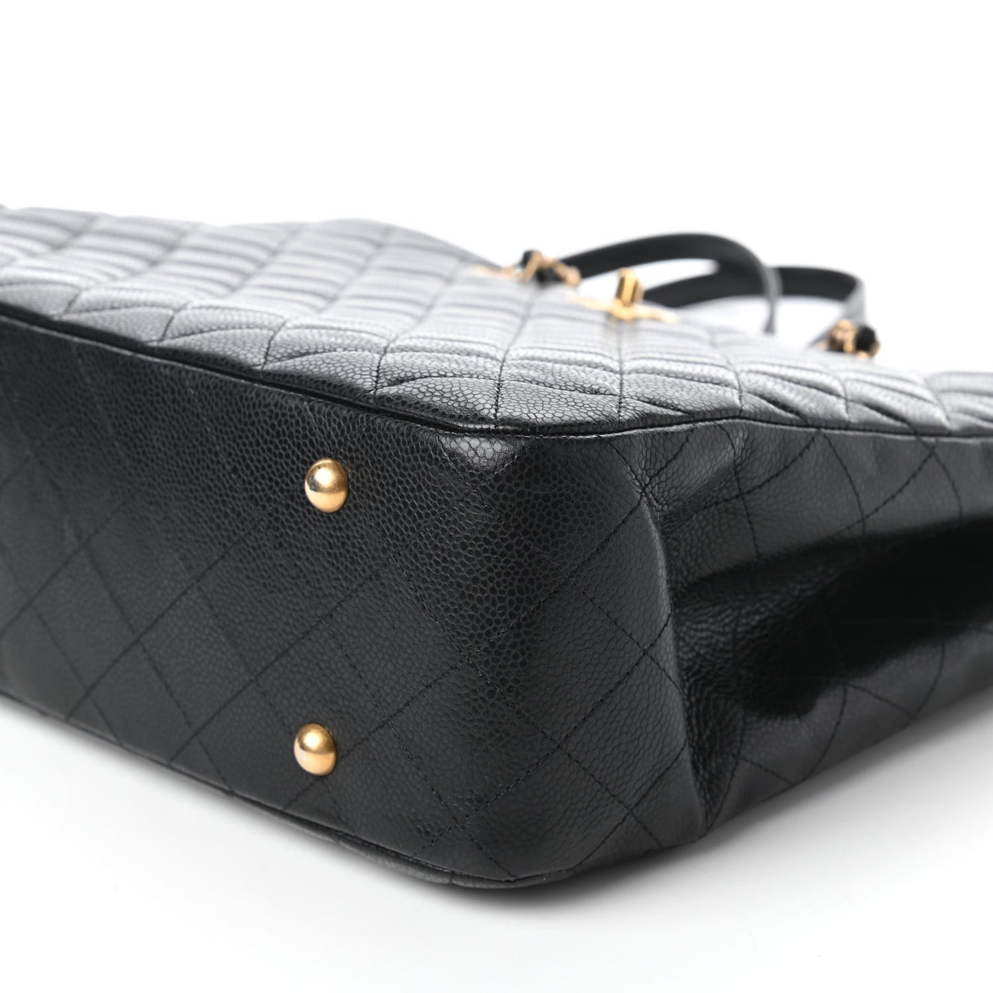 Caviar Quilted Large Shopping Tote Black