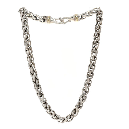 David Yurman Sterling Silver 14K Yellow Gold 8mm Wheat Chain Necklace 3 of 5
