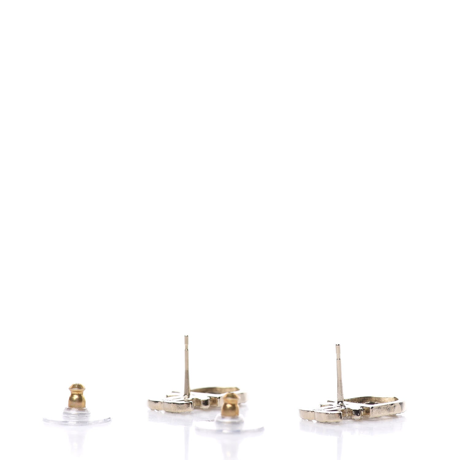 Chanel Crystal CC Sergeant Earrings Gold 3 of 5