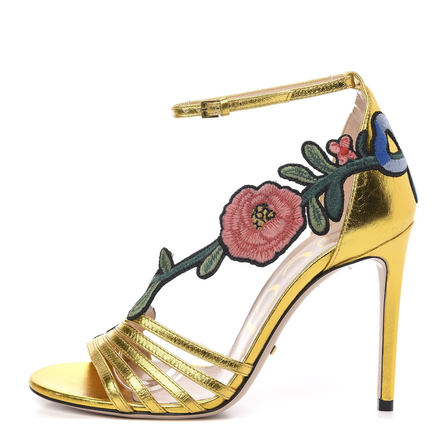 Gucci Metallic Nappa Ophelia High Heel Sandals 36.5 Gold 1 of 8
