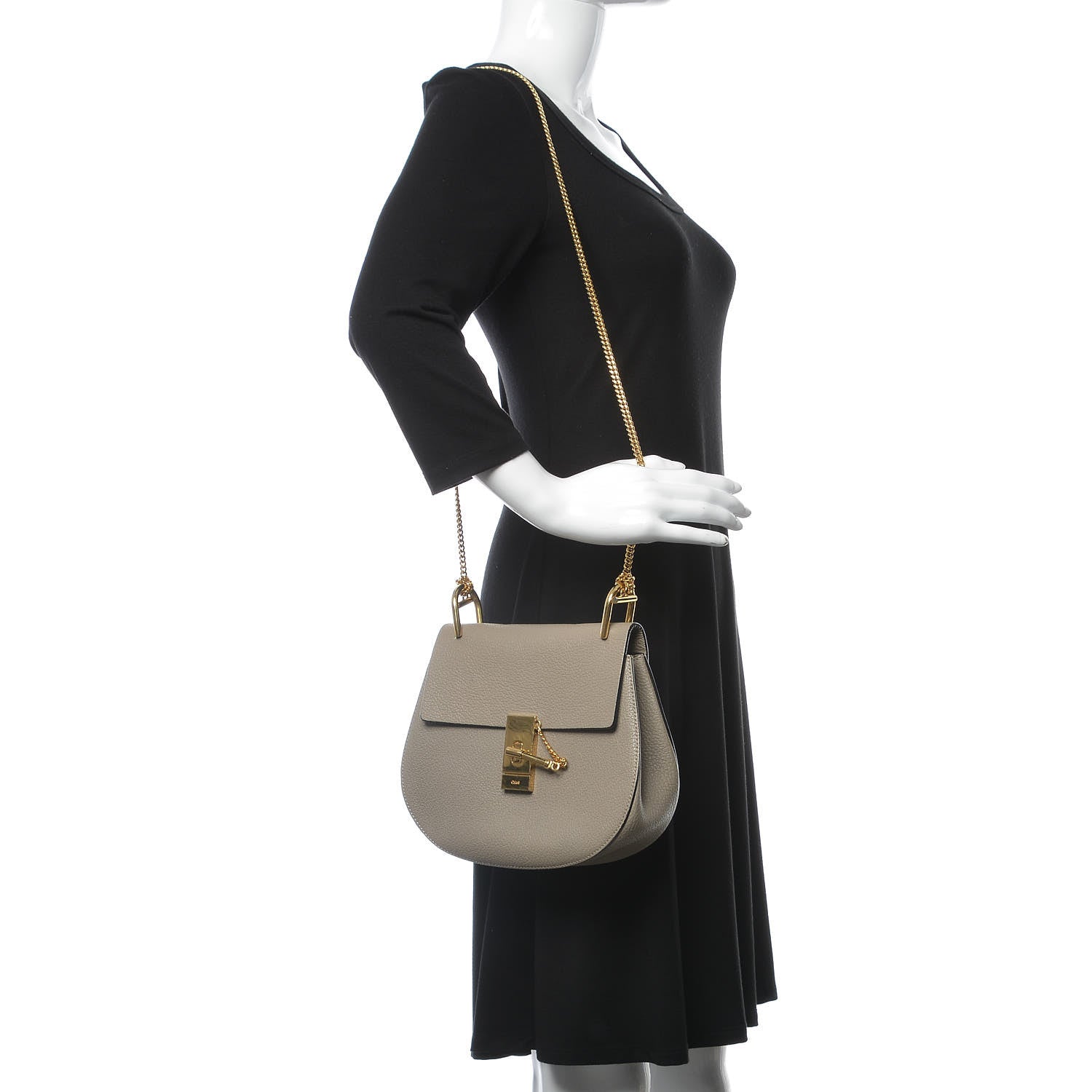 Chloe Grained Lambskin Drew Shoulder Bag Motty Grey 2 of 8