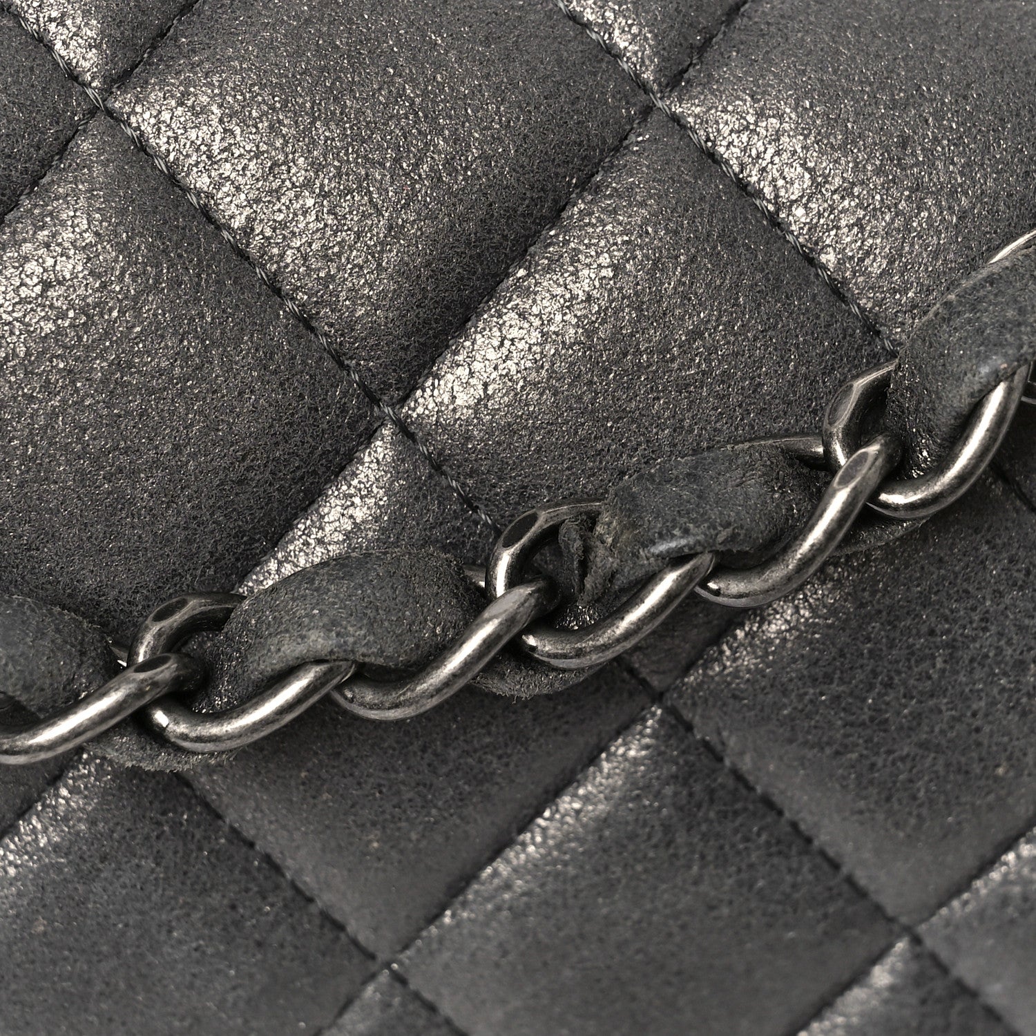 Chanel Iridescent Calfskin Quilted Mini Rectangular Flap Dark Grey 12 of 12