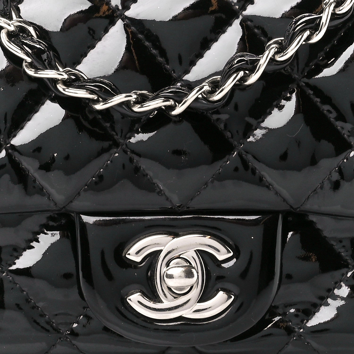 Chanel Patent Calfskin Quilted Mini Square Flap Black 9 of 11