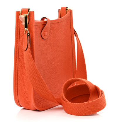 Hermes Taurillon Clemence Evelyne TPM Orange 3 of 10