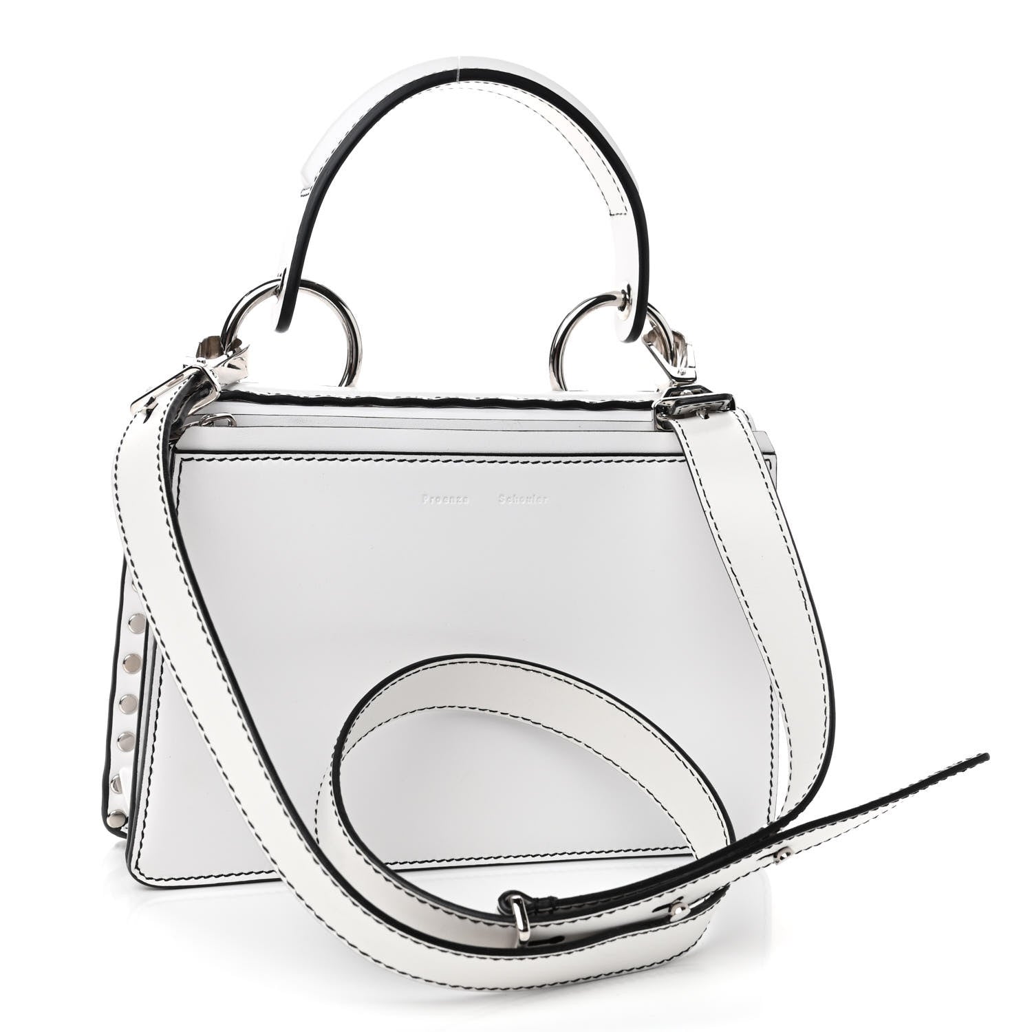Proenza Schouler Calfskin Small Studded Hava Top Handle Bag White 2 of 4