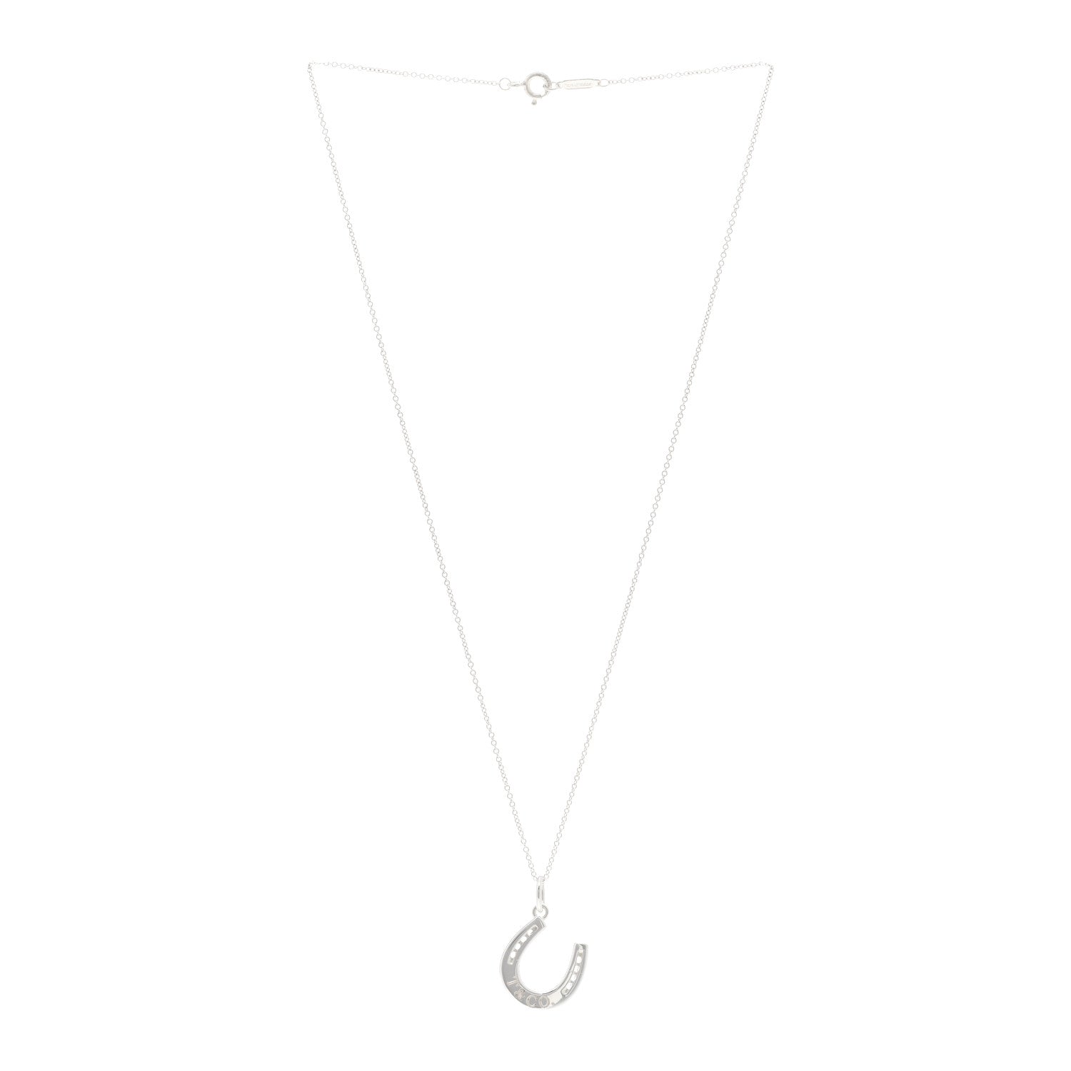 Tiffany Sterling Silver Horseshoe Pendant Necklace 3 of 4