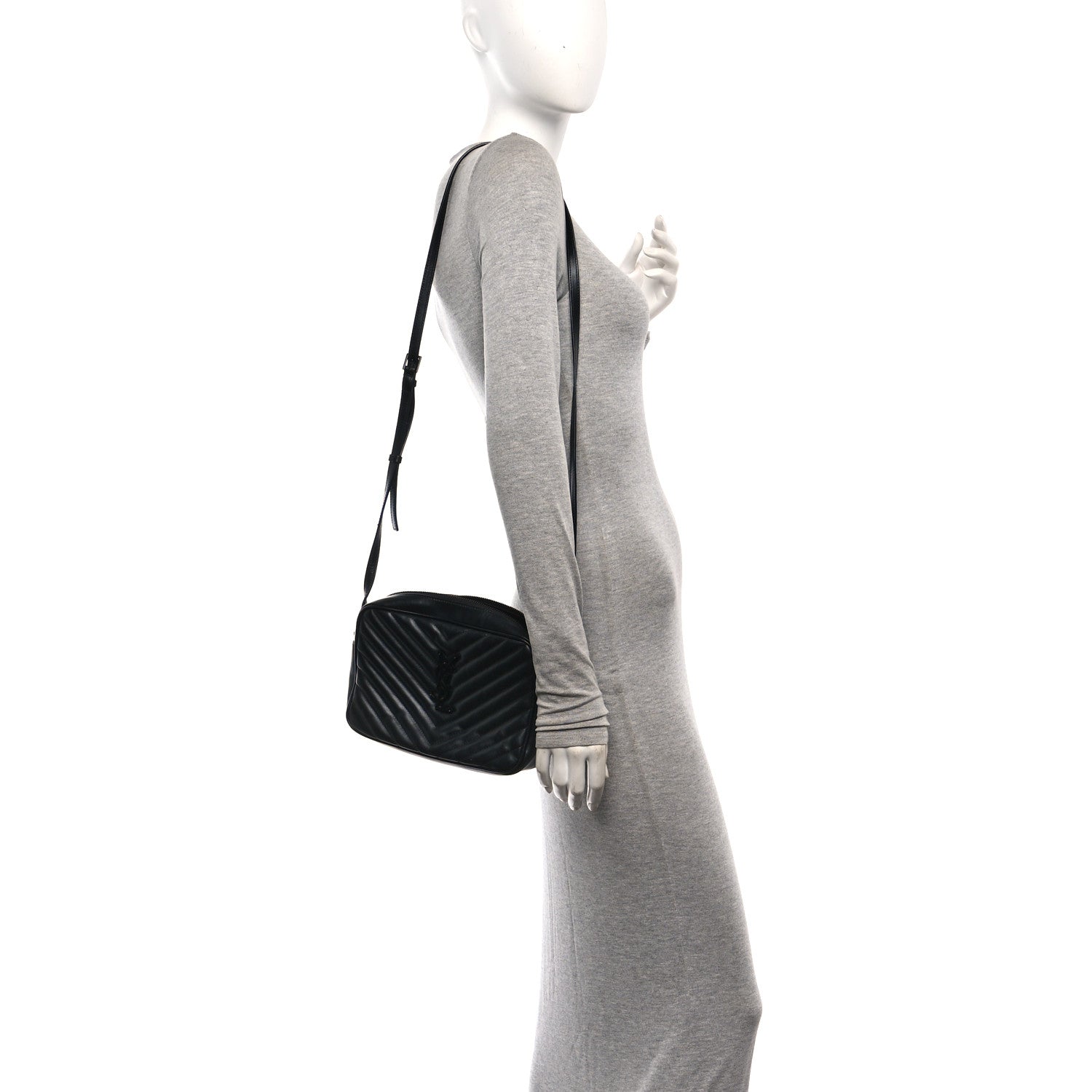 Saint Laurent Calfskin Matelasse Monogram Monochrome Lou Camera Bag Black 2 of 11
