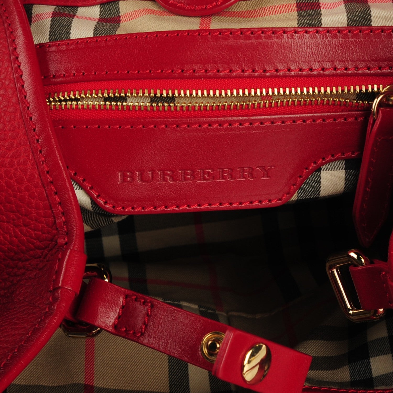 Burberry Grainy Calfskin Canterbury Tote Red 6 of 9