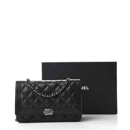 Chanel Calfskin Quilted Boy Wallet On Chain WOC Black 13 of 13