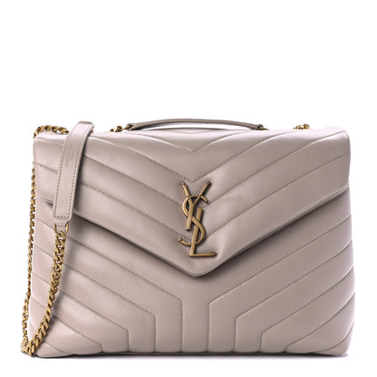 Saint Laurent Calfskin Y Quilted Monogram Medium Loulou Chain Satchel Light Natural 1 of 9