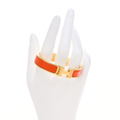 Hermes Enamel Narrow Clic Clac H Bracelet PM Orange 2 of 4