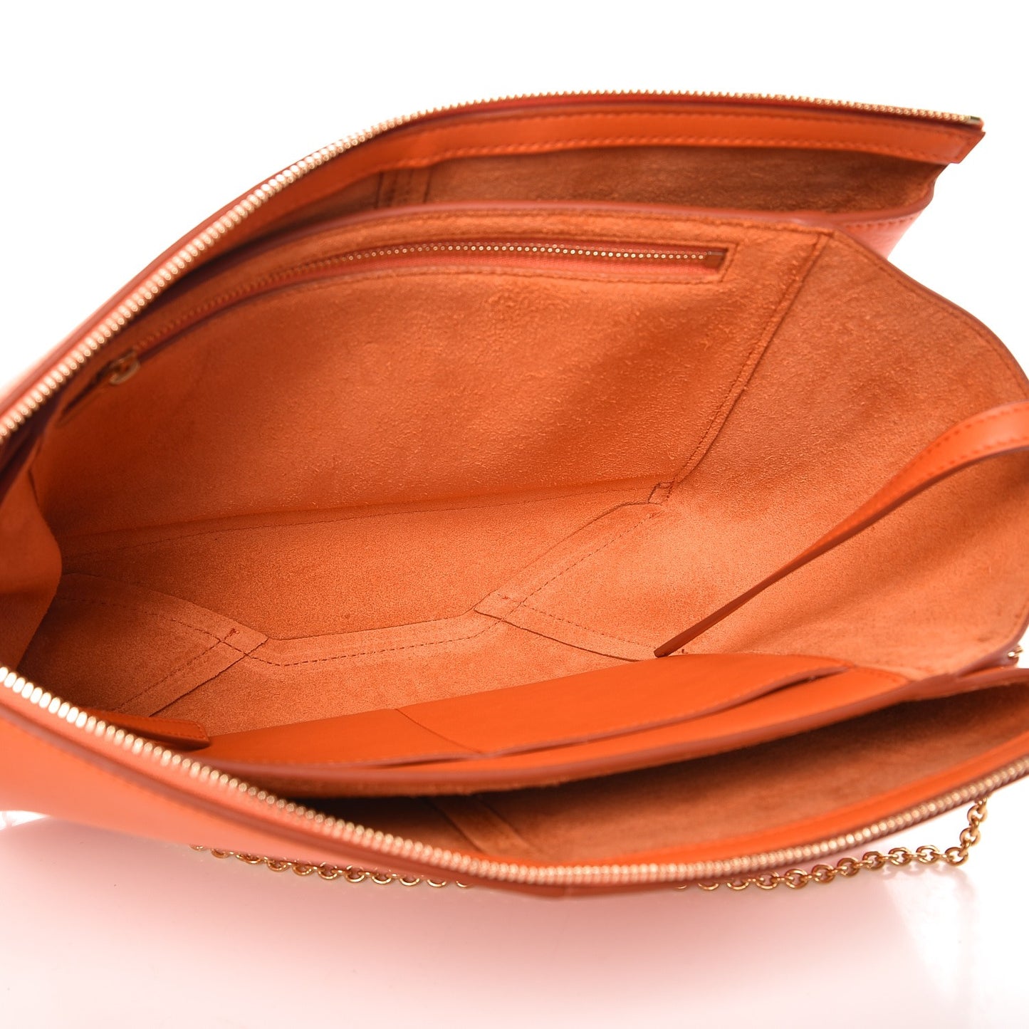 Supple Natural Calfskin Tri-Fold Clutch Orange