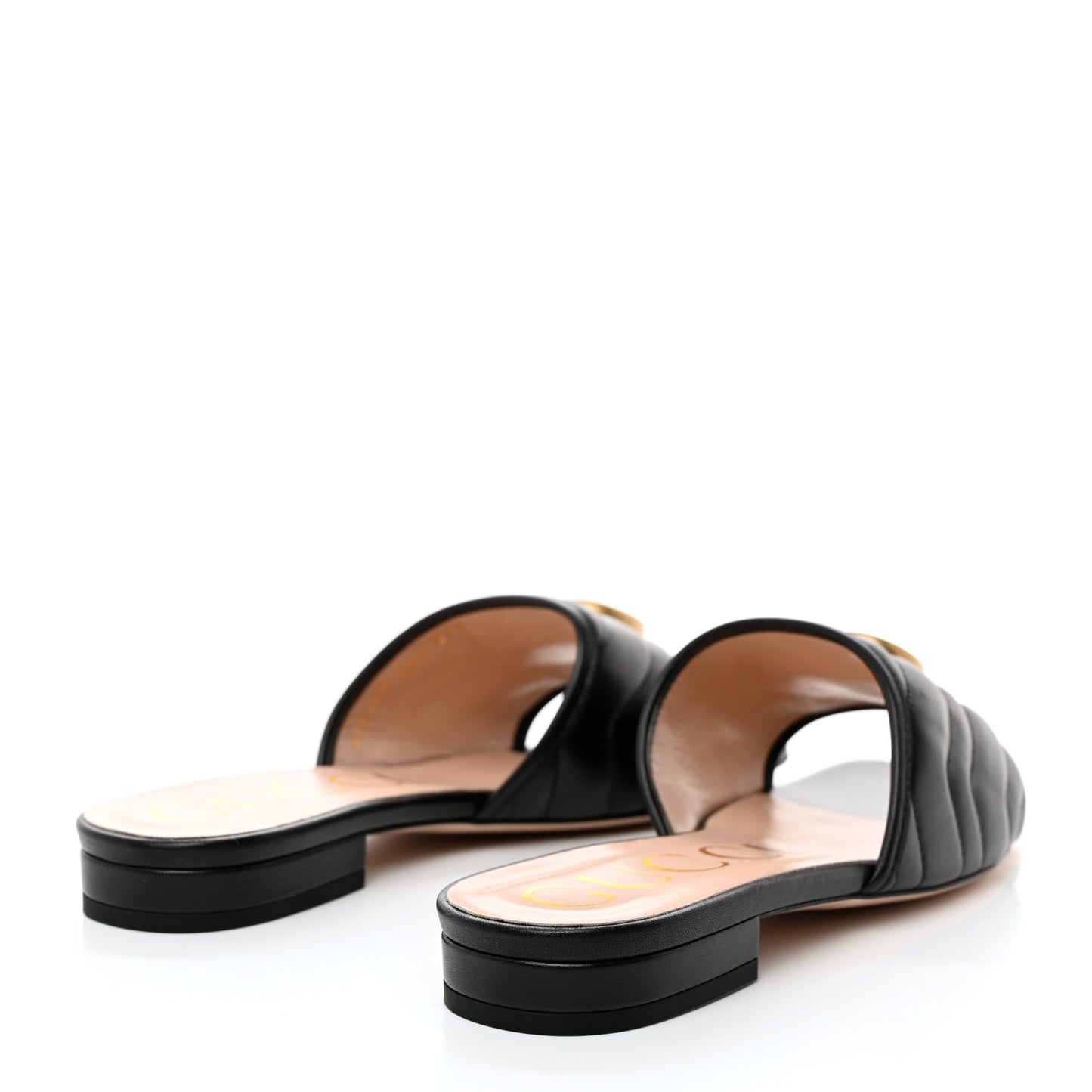 Nappa Matelasse GG Marmont Flat Slide Sandals 38.5 Black