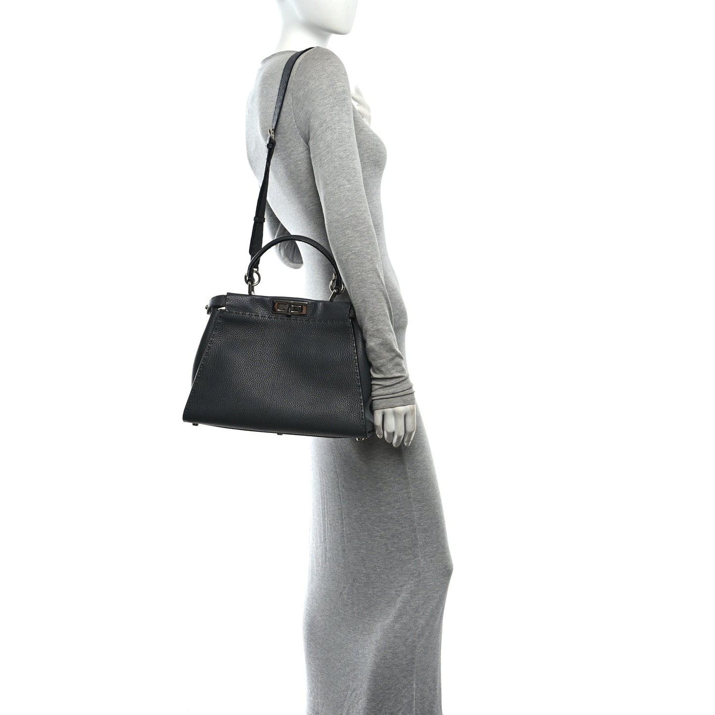 Cuoio Romano Selleria Bi-Color Medium Peekaboo Iconic Satchel Asfalto Latte