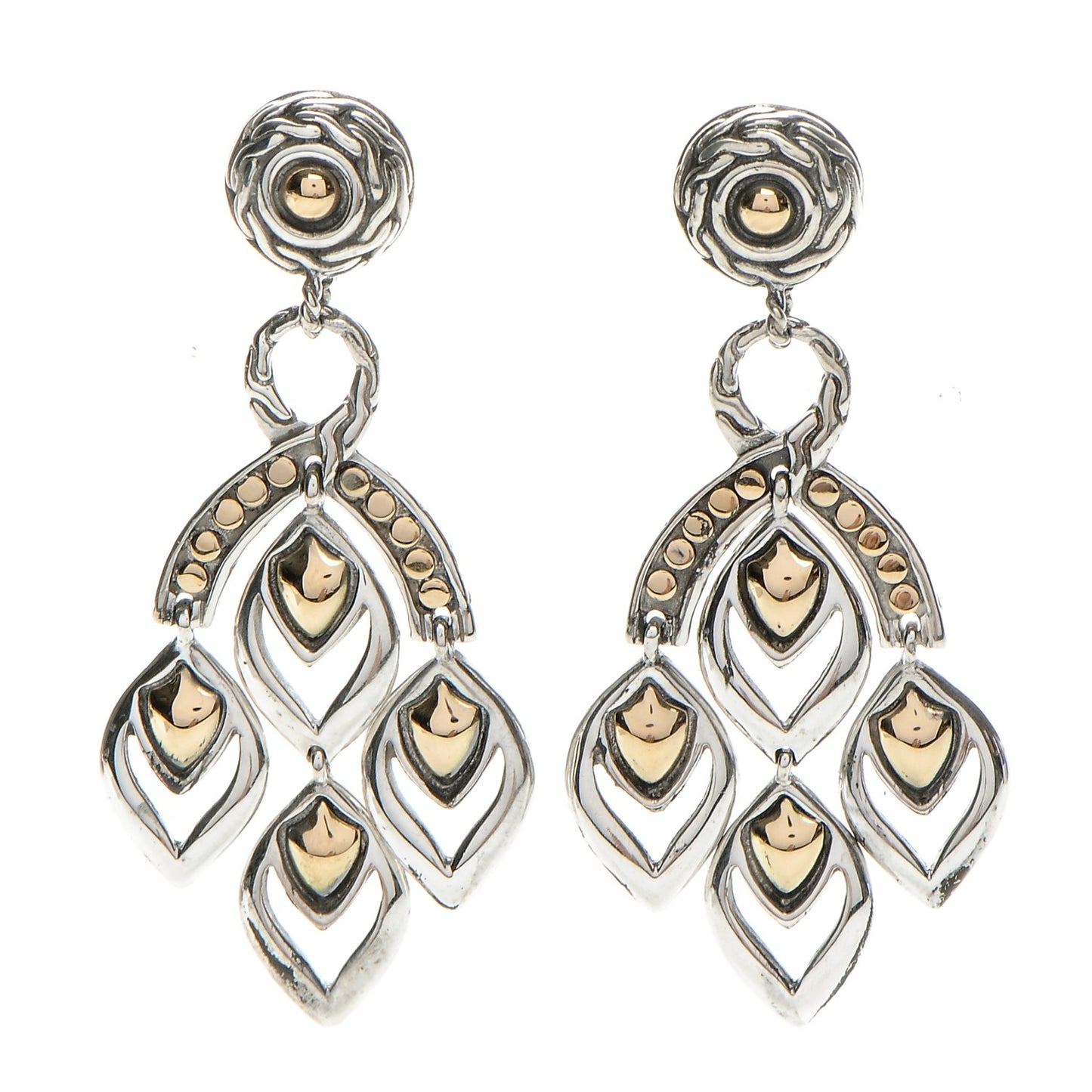 Sterling Silver 18K Yellow Gold Naga Chandelier Earrings