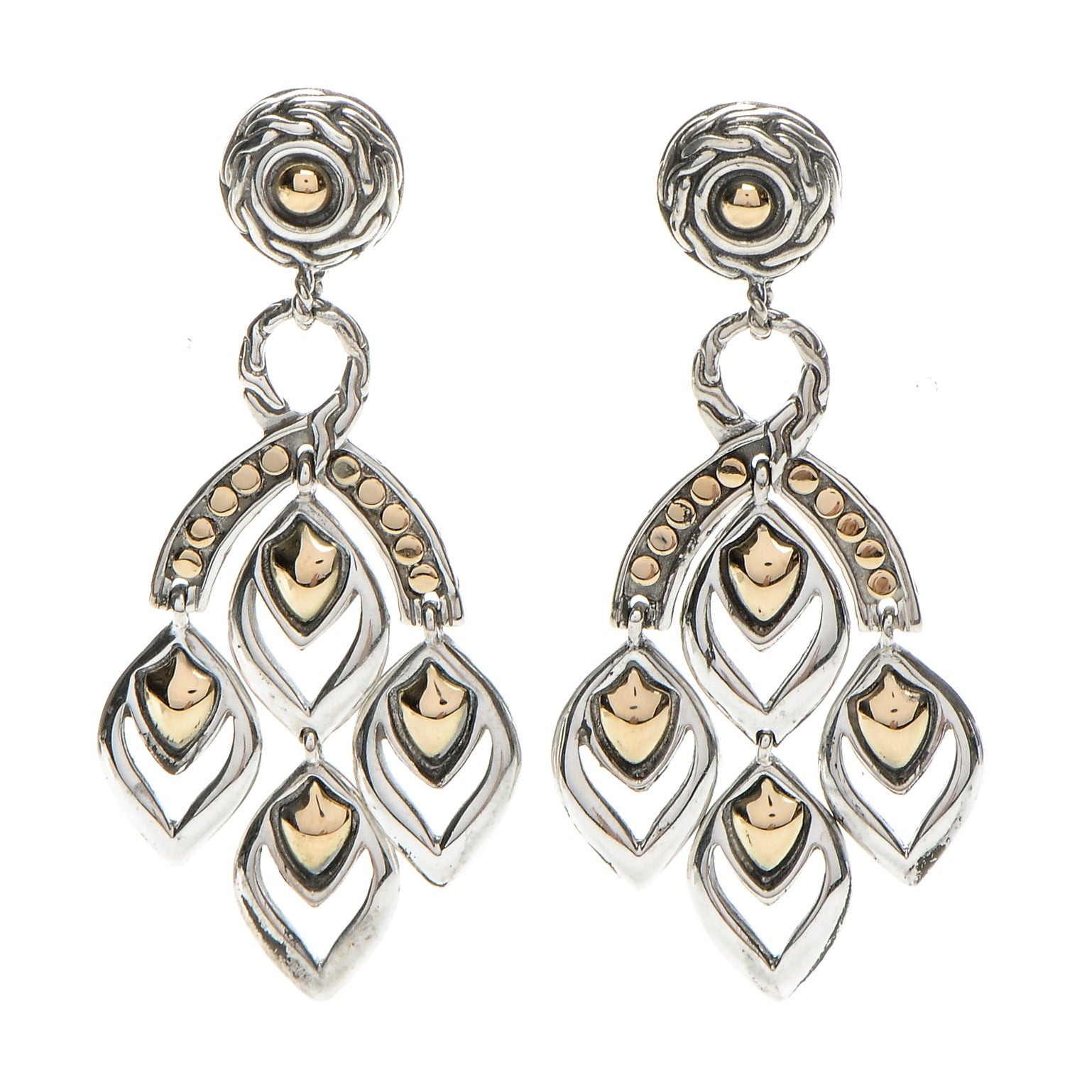 John Hardy Sterling Silver 18K Yellow Gold Naga Chandelier Earrings 1 of 4
