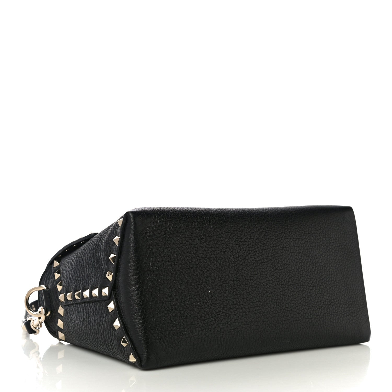 Valentino Garavani Pebbled Calfskin Rockstud Single Handle Flap Bag Black 4 of 9
