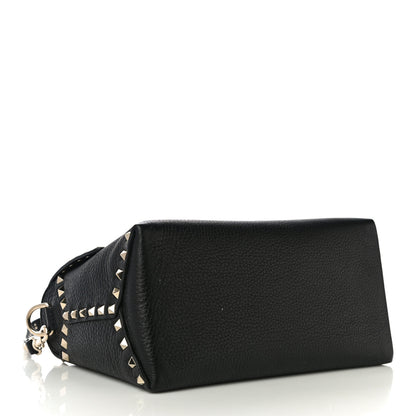 Valentino Garavani Pebbled Calfskin Rockstud Single Handle Flap Bag Black 4 of 9