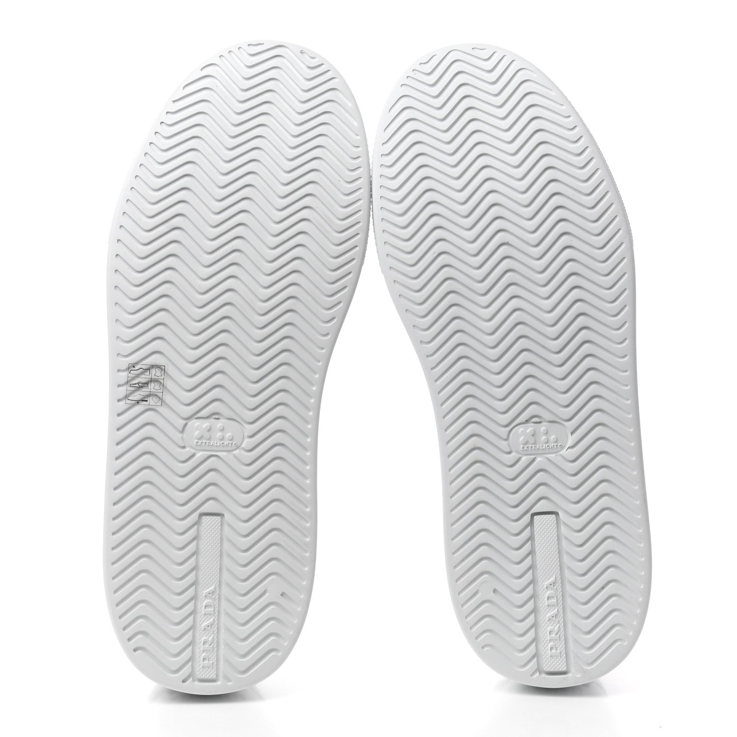 Prada Vitello Soft Rubber Triangle Logo Mens Low Top 40mm Sneakers 9.5 White Black 5 of 9