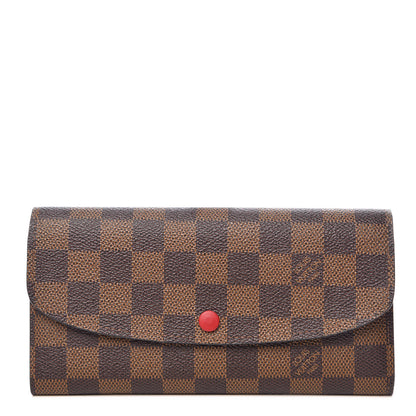 Louis Vuitton Damier Ebene Emilie Wallet Red 1 of 8