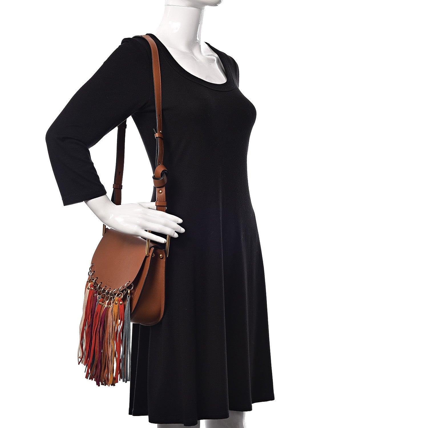 Chloe Calfskin Small Hudson Fringe Shoulder Bag Caramel 2 of 9