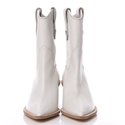 Fendi Grained Calfskin Cutwalk Ankle Boots 36 White 2 of 11