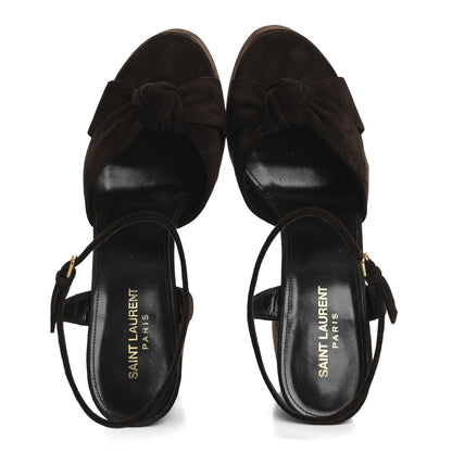 Saint Laurent Suede Cachemire Bianca 85 Platform Sandals 41 Coffee 2 of 13