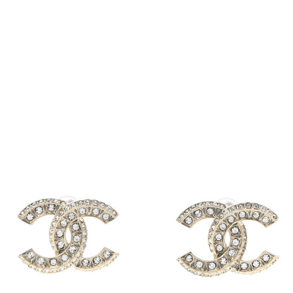 Chanel Crystal Timeless CC Earrings Light Gold 1 of 5