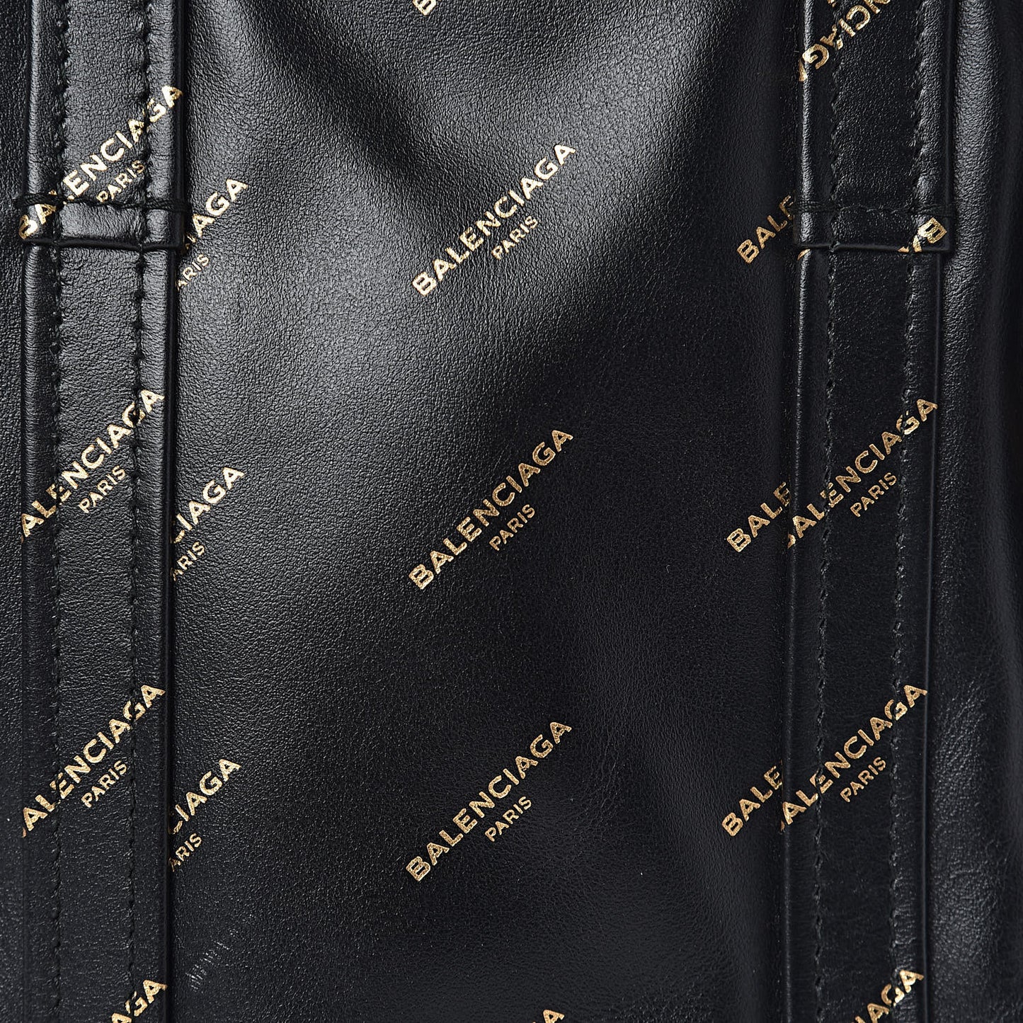 Calfskin Allover Logo XS Bazar Shopper Tote Black Gold