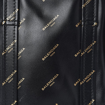 Balenciaga Calfskin Allover Logo XS Bazar Shopper Tote Black Gold 8 of 10