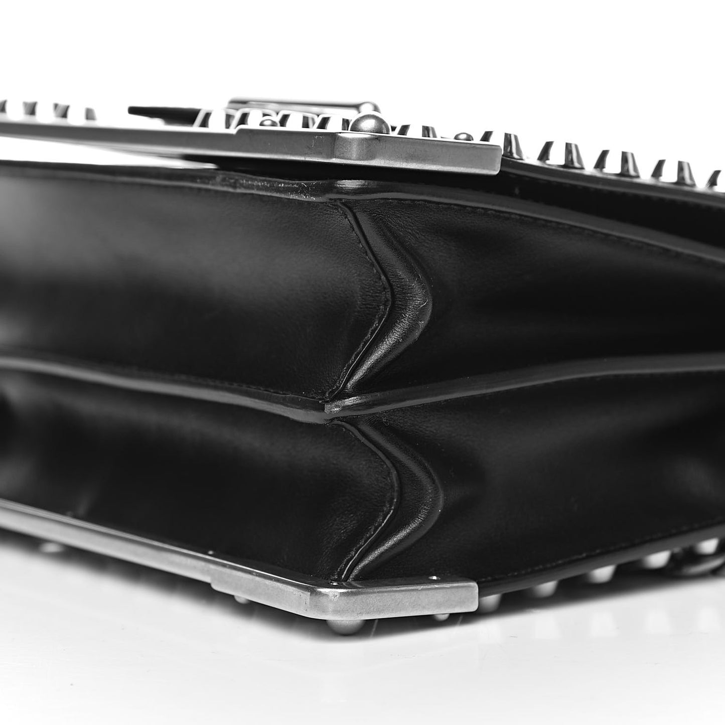 City Calf Saffiano Studded Small Cahier Bag Black