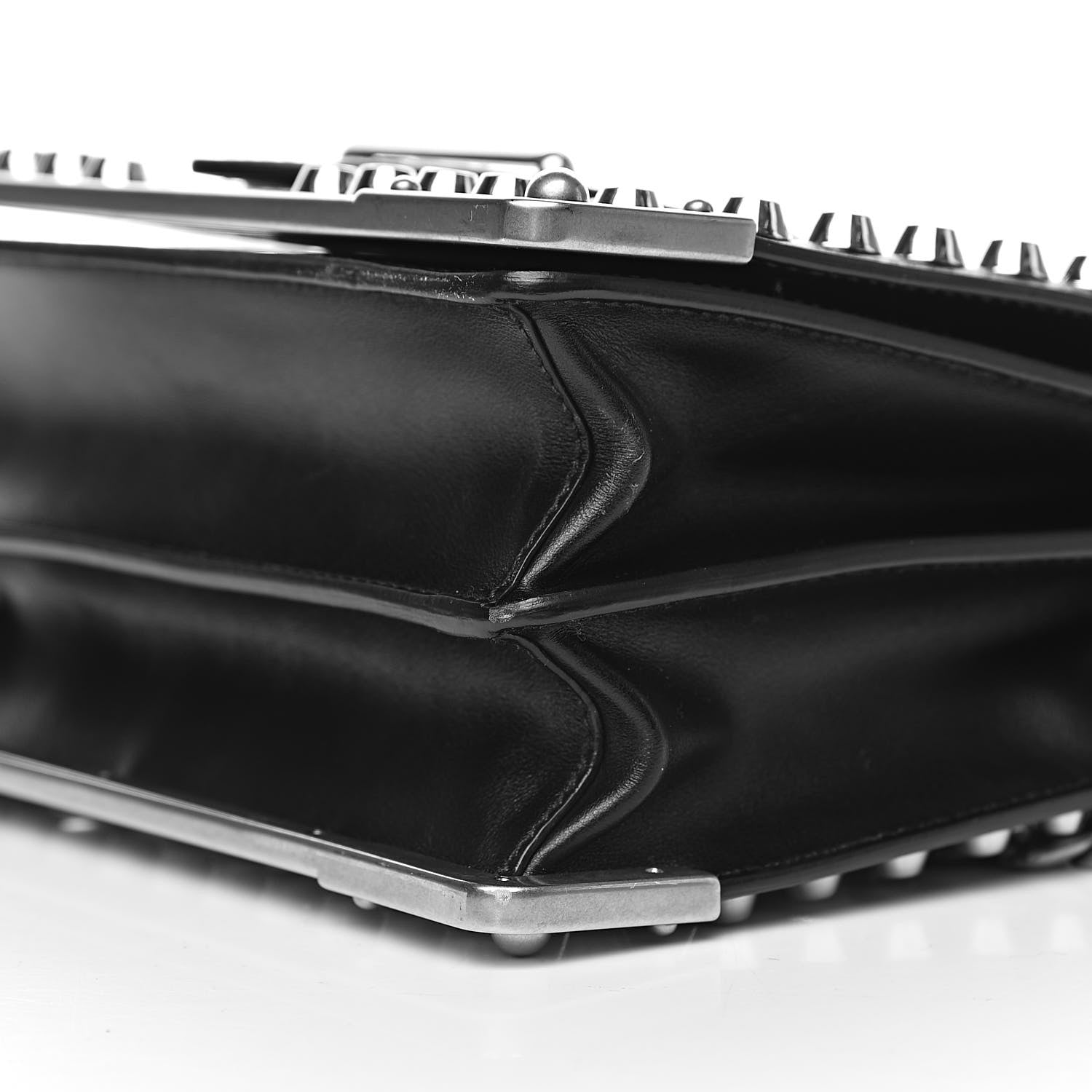 Prada City Calf Saffiano Studded Small Cahier Bag Black 8 of 9